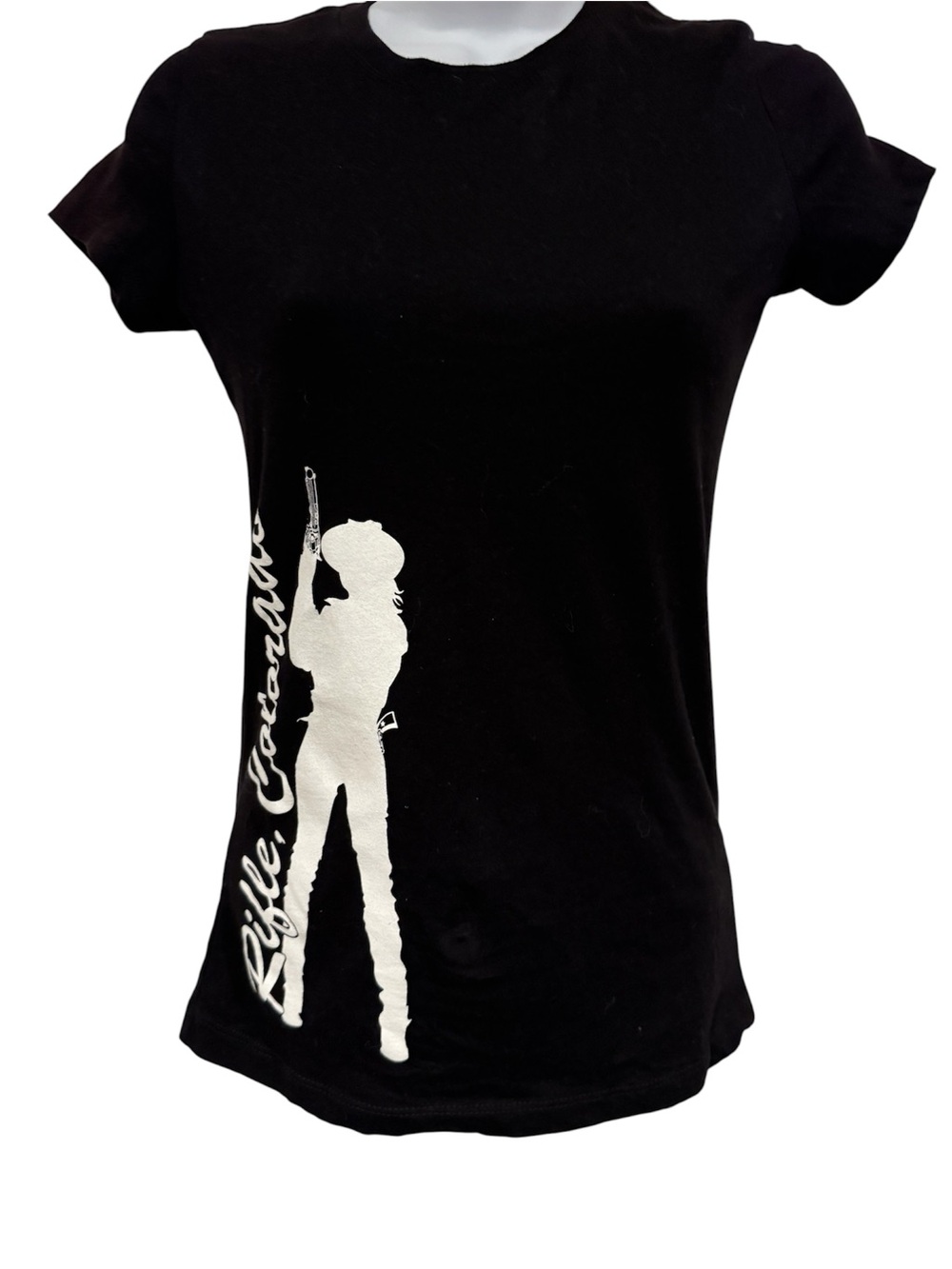 Next Level Apparel Black Short Sleeve Tee with White Silhouette Graphic